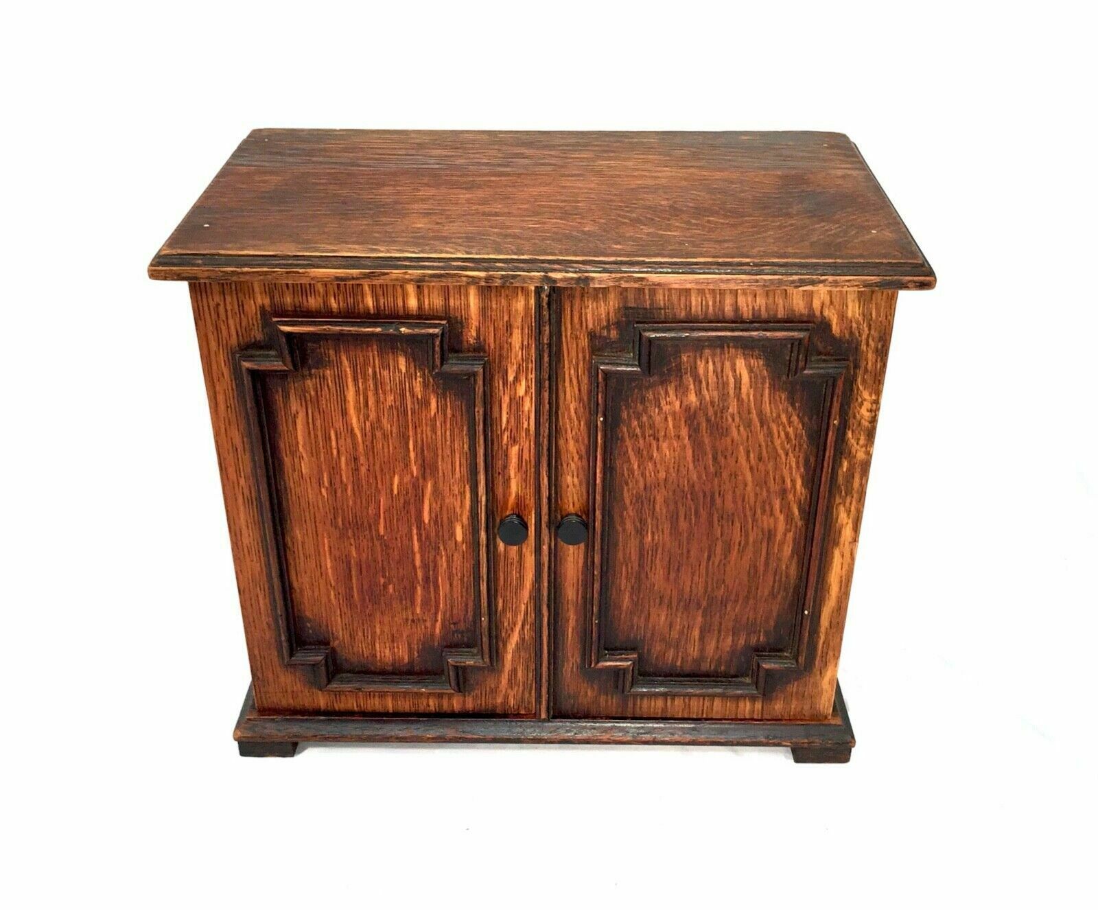 Antique Wooden Oak Desktop Letter Rack / Stationery Box / Storage Cabinet C.1920
