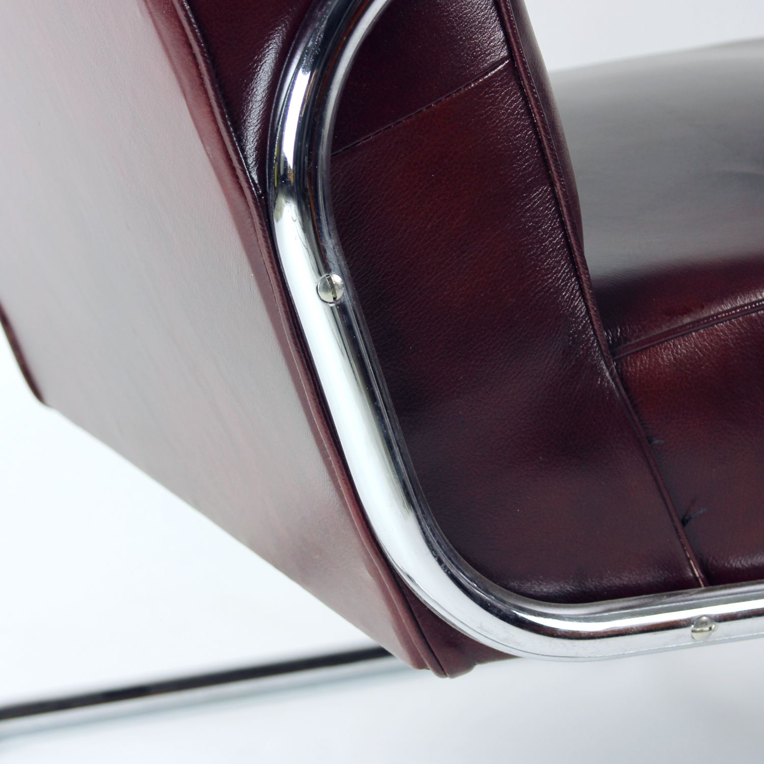 Bauhaus Armchair In Chrome & Leather, Czechoslovakia 1930s photo vintage