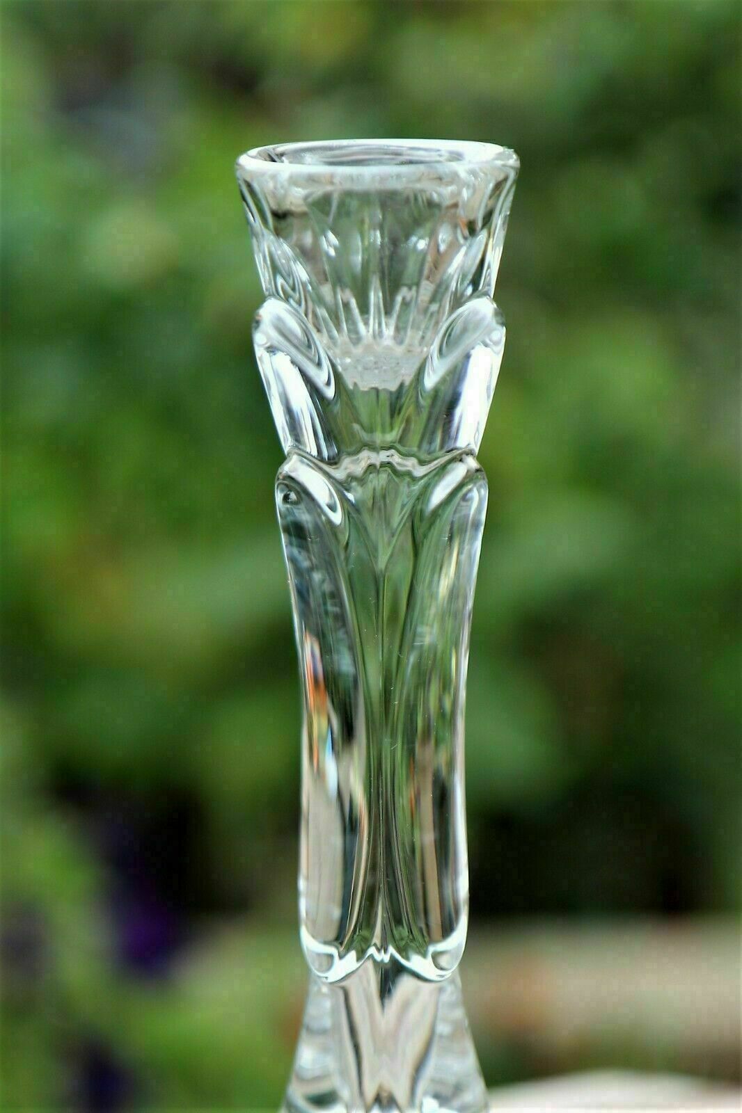 Home Decor Pair Of Vintage Italian Crystal Glass Candlesticks A Layered Deco Design photo