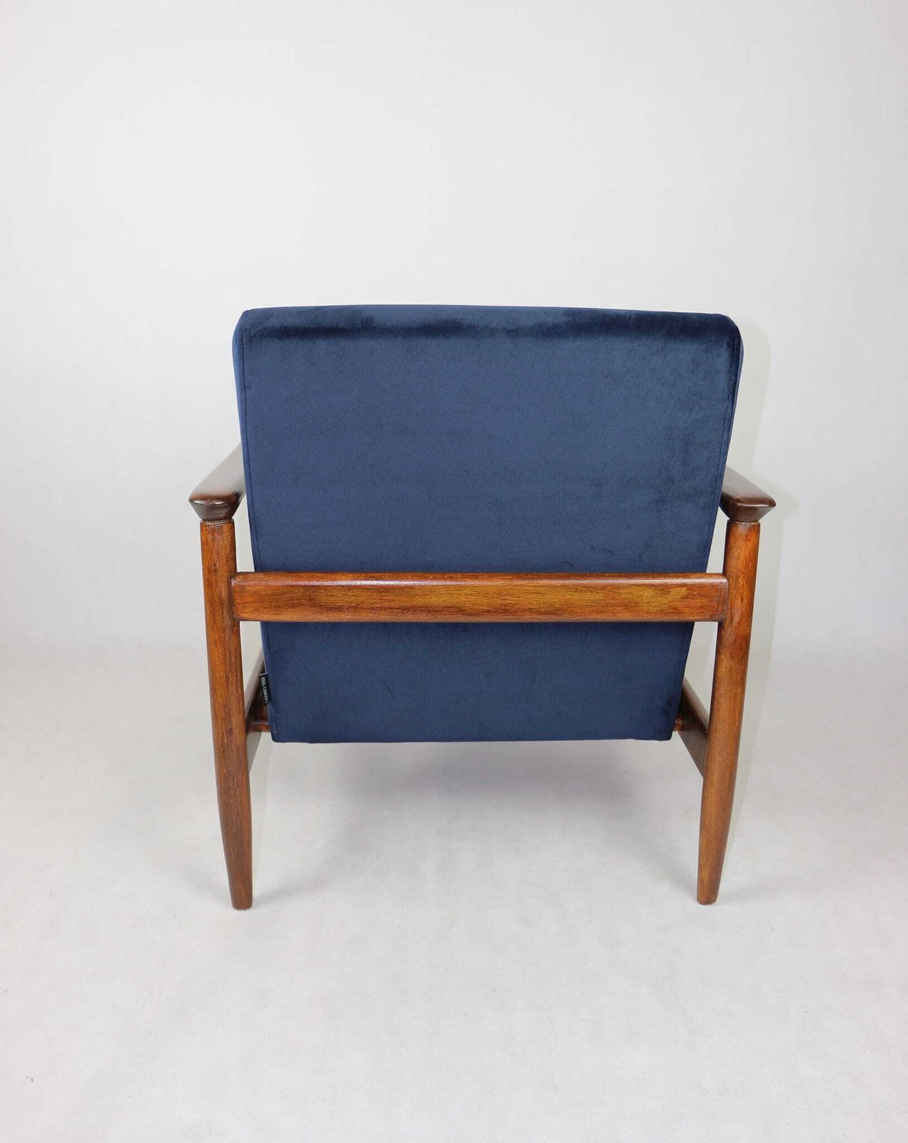 Gfm 142 Armchair, Designed By Edmund Homa From The 70s, Navy Blue   Dark Wood photo buy