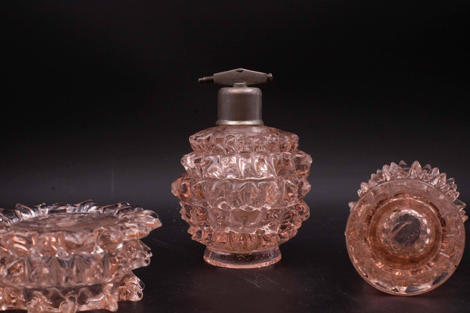 Rare Set Of 3 Pink Rostrato Murano Glass Vases By Barovier & Toso, 1940s photo buy