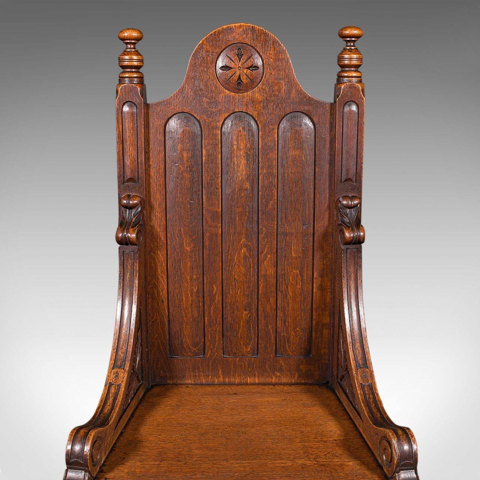 Antique Gothic Revival Hall Chair, Scottish Oak, Reception Seat, Victorian, 1870 photo buy