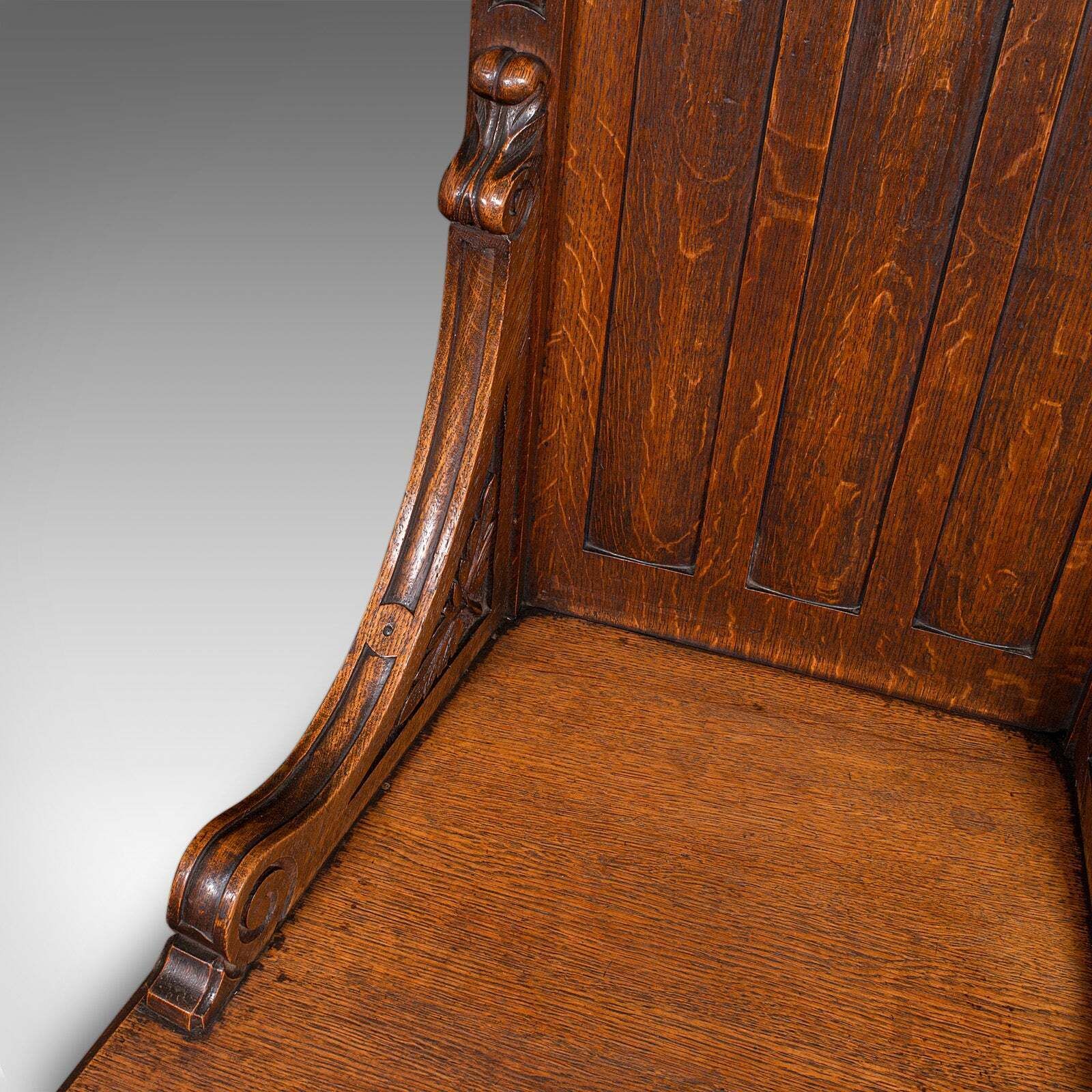 photo furniture Antique Gothic Revival Hall Chair, Scottish Oak, Reception Seat, Victorian, 1870
