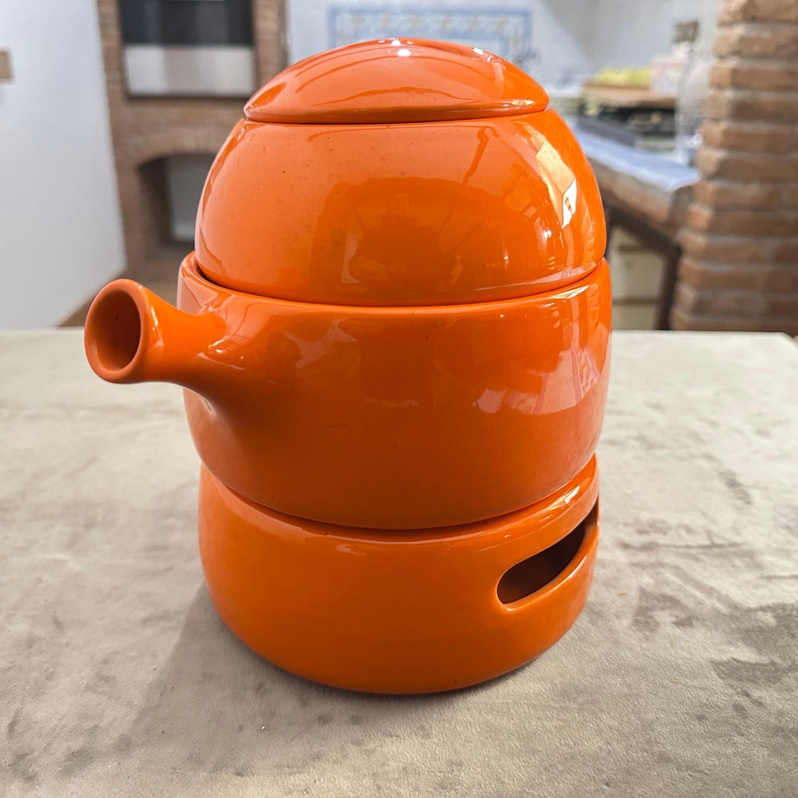 1970s Modernist Orange Ceramic Teapot By Liisi Beckmann For Gabbianelli photo 647.0