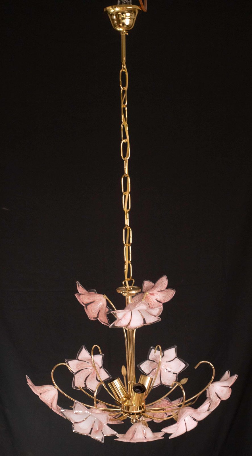 photo buy Charming Murano Glass Chandelier Pink Flowers, 1970