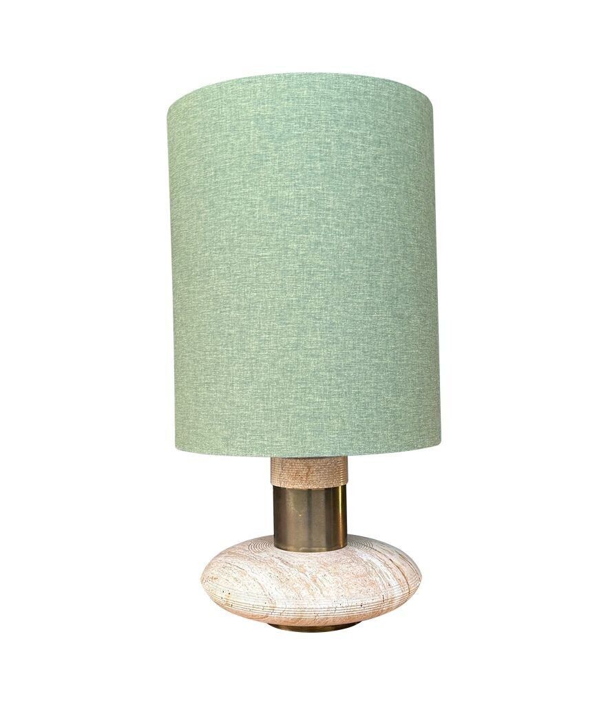 A Large 1970s Elliptical Italian Travertine And Brass Lamp By Fratelli Mannelli photo vinterior