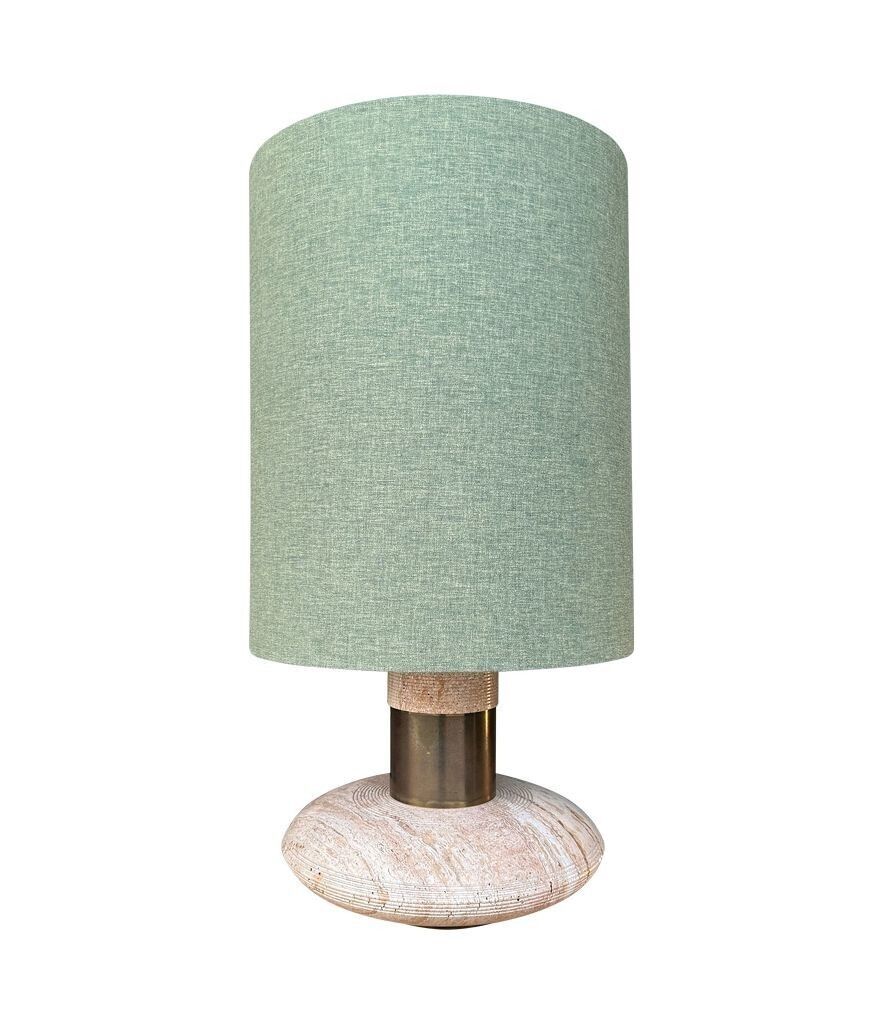 photo furniture A Large 1970s Elliptical Italian Travertine And Brass Lamp By Fratelli Mannelli