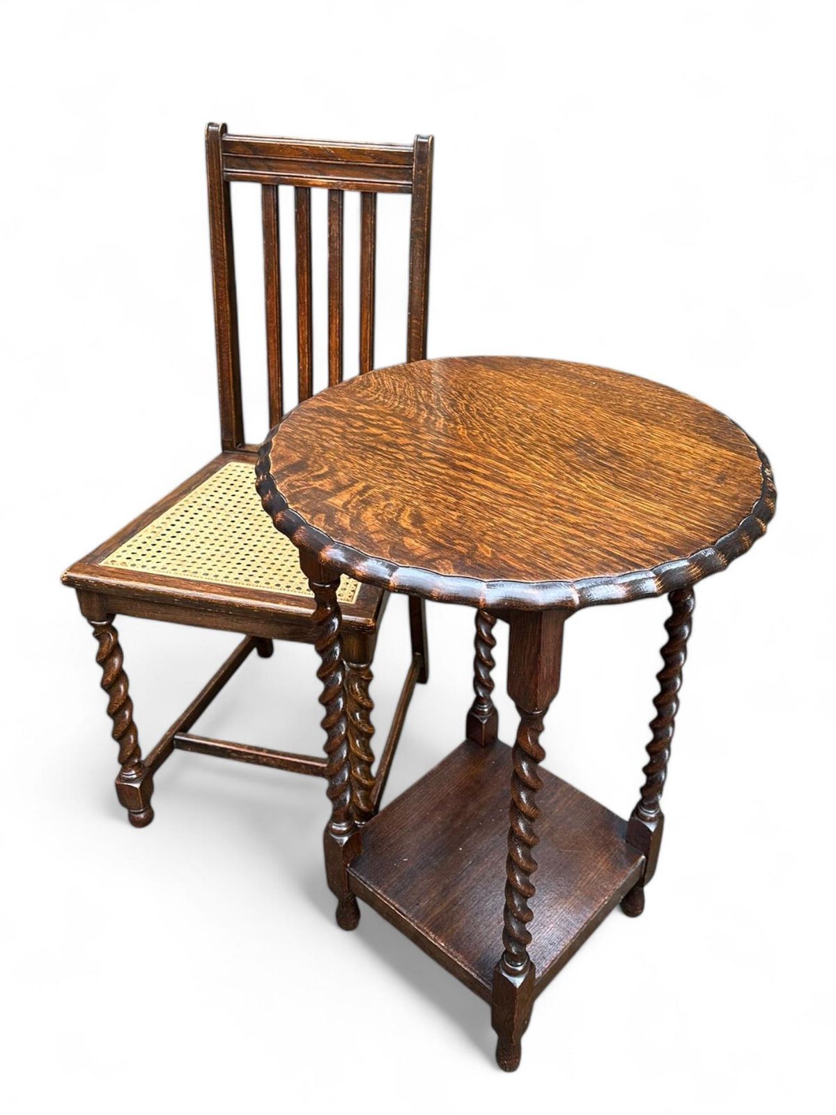 Antique Edwardian Chairs / Wood And Rattan / Set Of 2 photo buy
