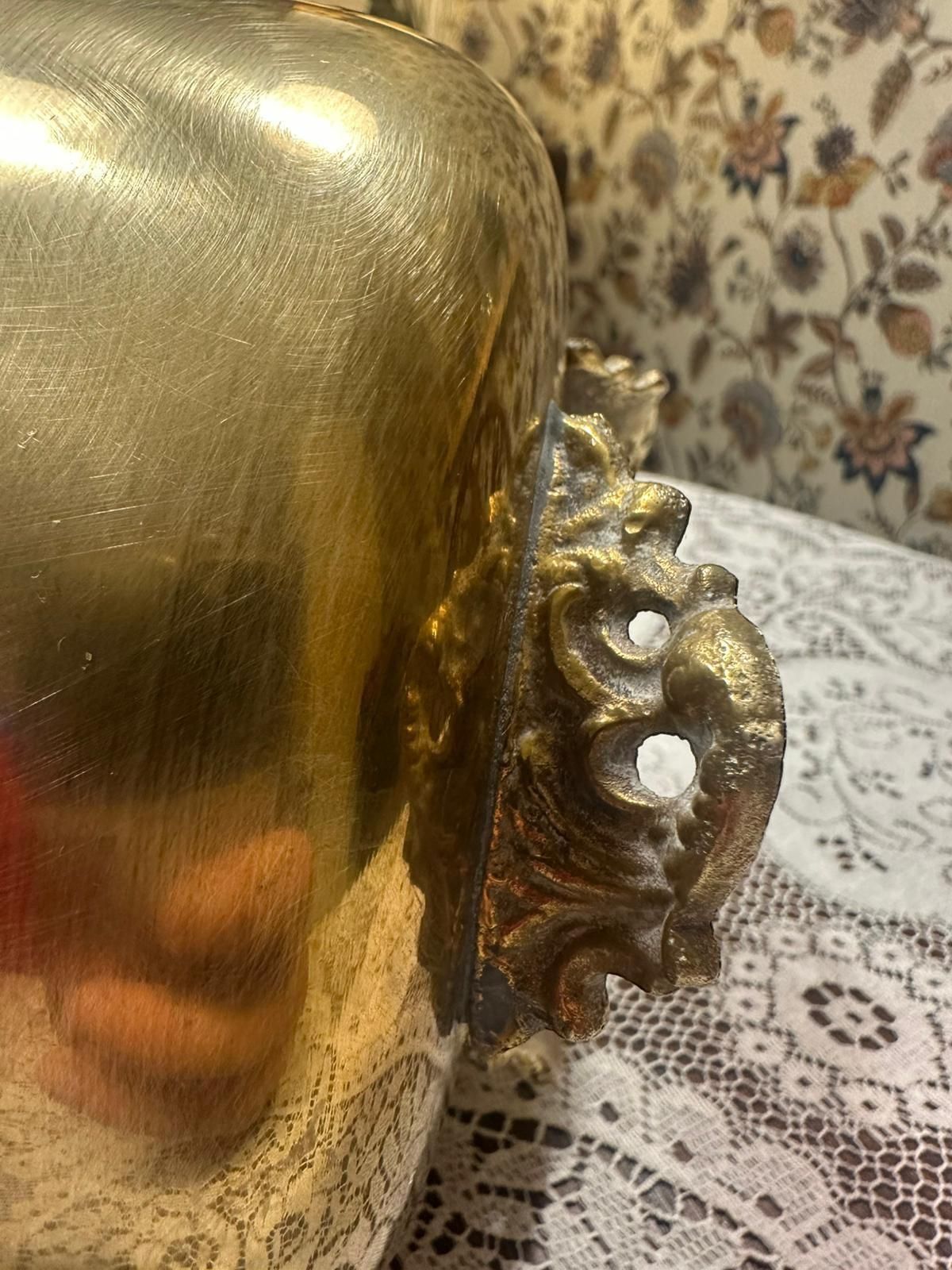 Antique Brass Pot / Brass Planter / 18th 19th Century photo for sale