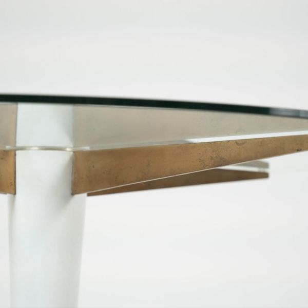 Mid Century Modern Dining Table, Carrara Marble, Bronze And Glass, Italy, 1950s photo vinterior