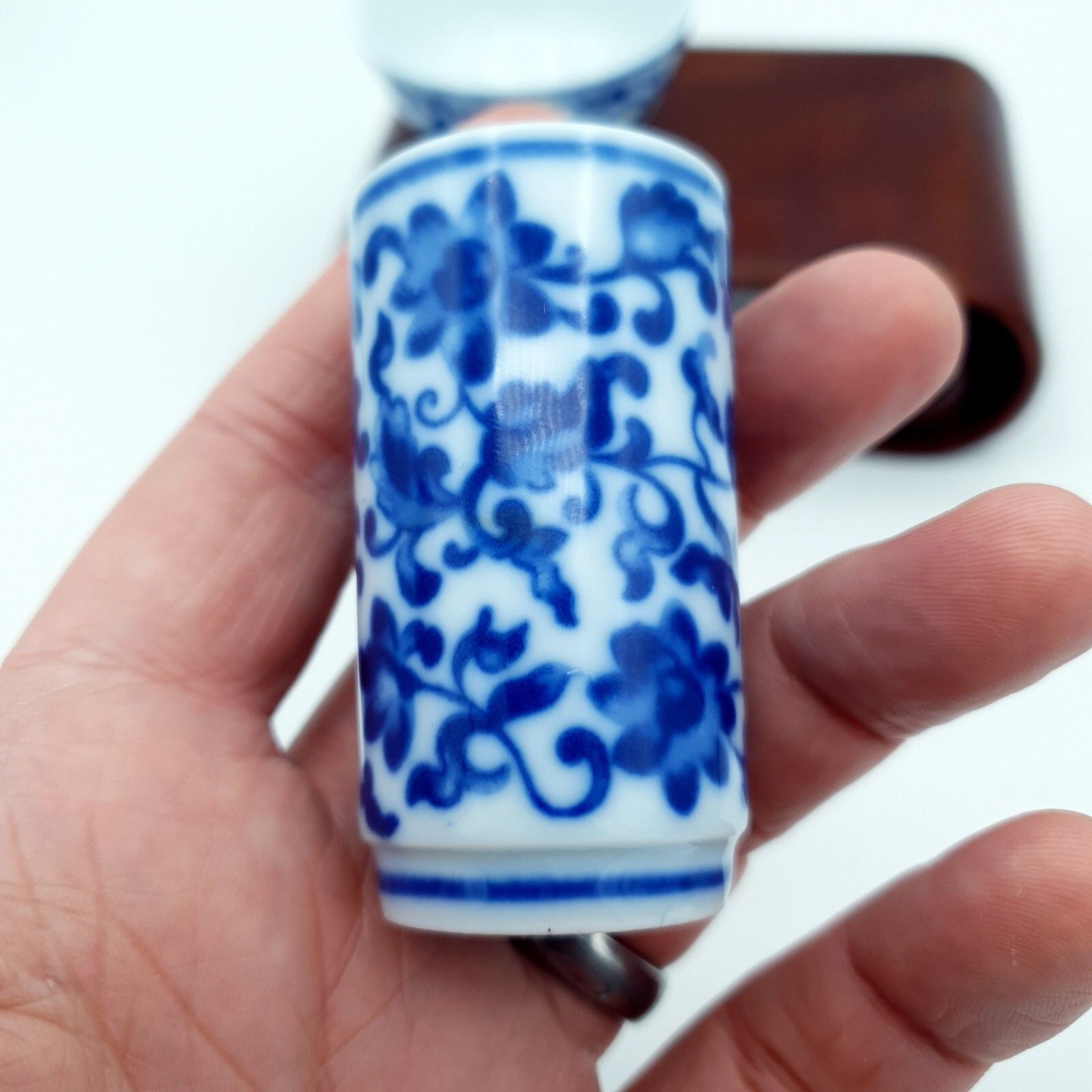 Chinese Tea Wine Tasting Set Wood Scroll Base Da Qing Guangxu Nian Zhi Repro photo buy