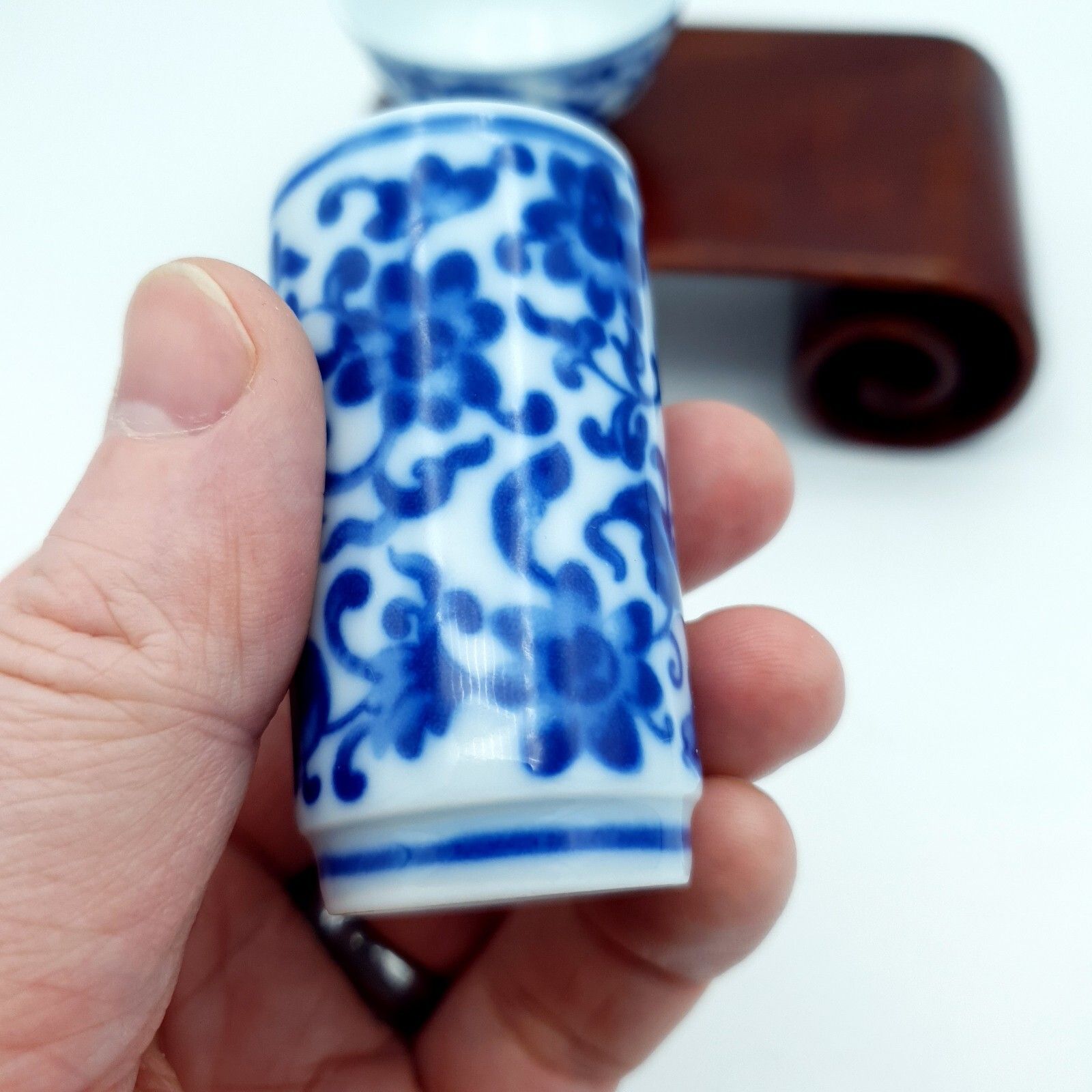 photo furniture Chinese Tea Wine Tasting Set Wood Scroll Base Da Qing Guangxu Nian Zhi Repro
