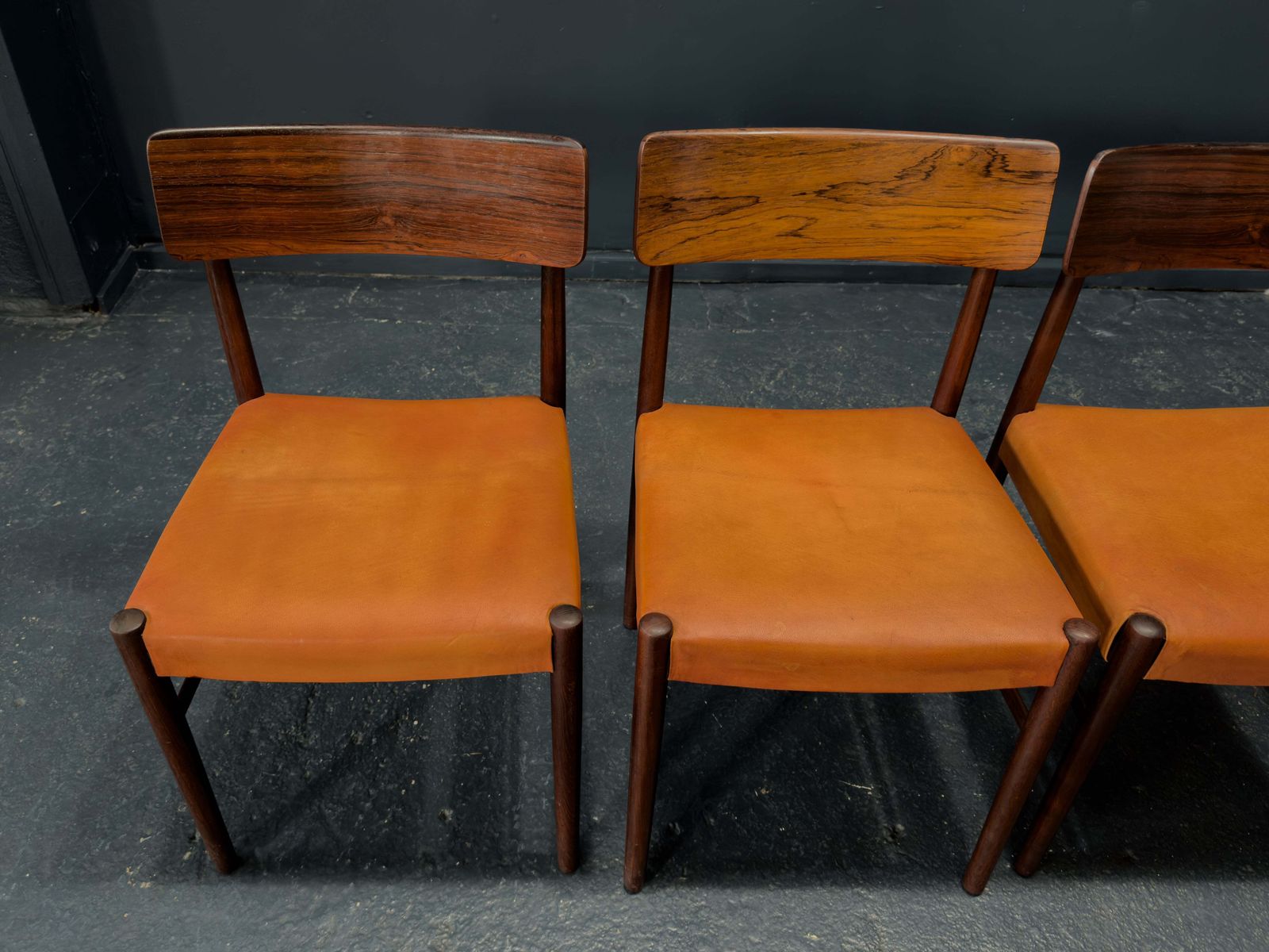 photo buy Set Of 4 Rosewood And Leather Chairs