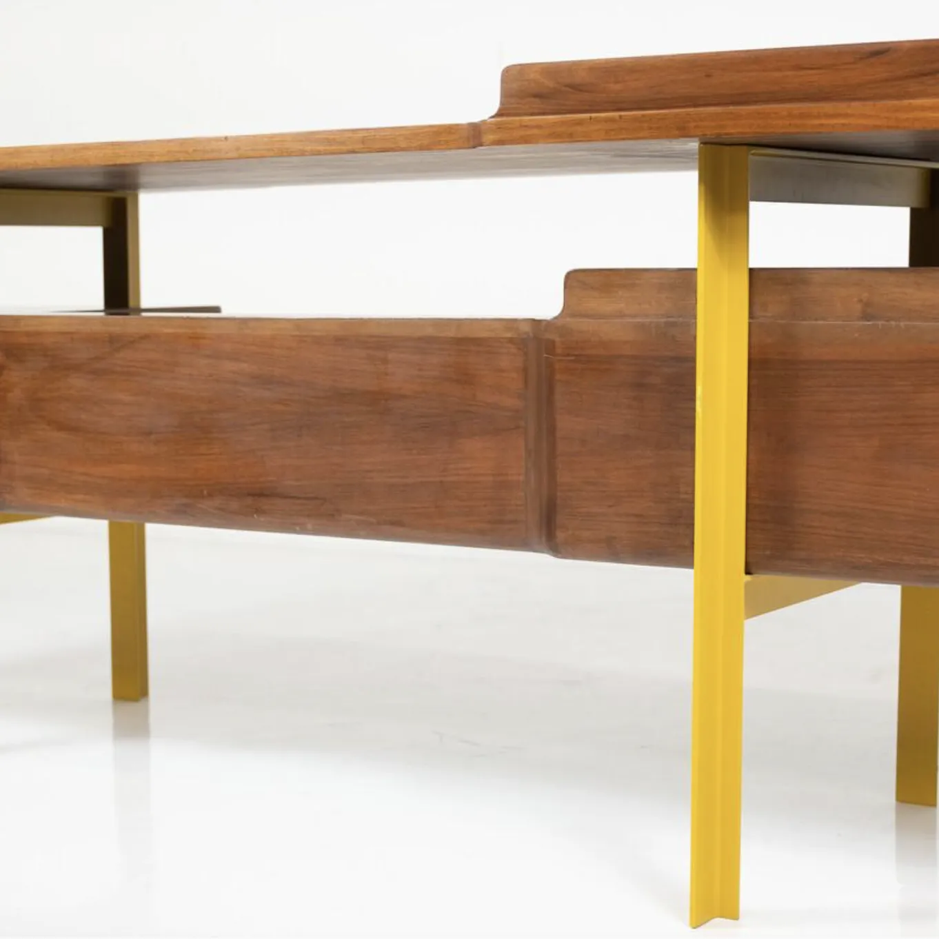 Mid Century Modern Italian Wooden Desk In Walnut And Metal, Italy, 1960 photo for sale