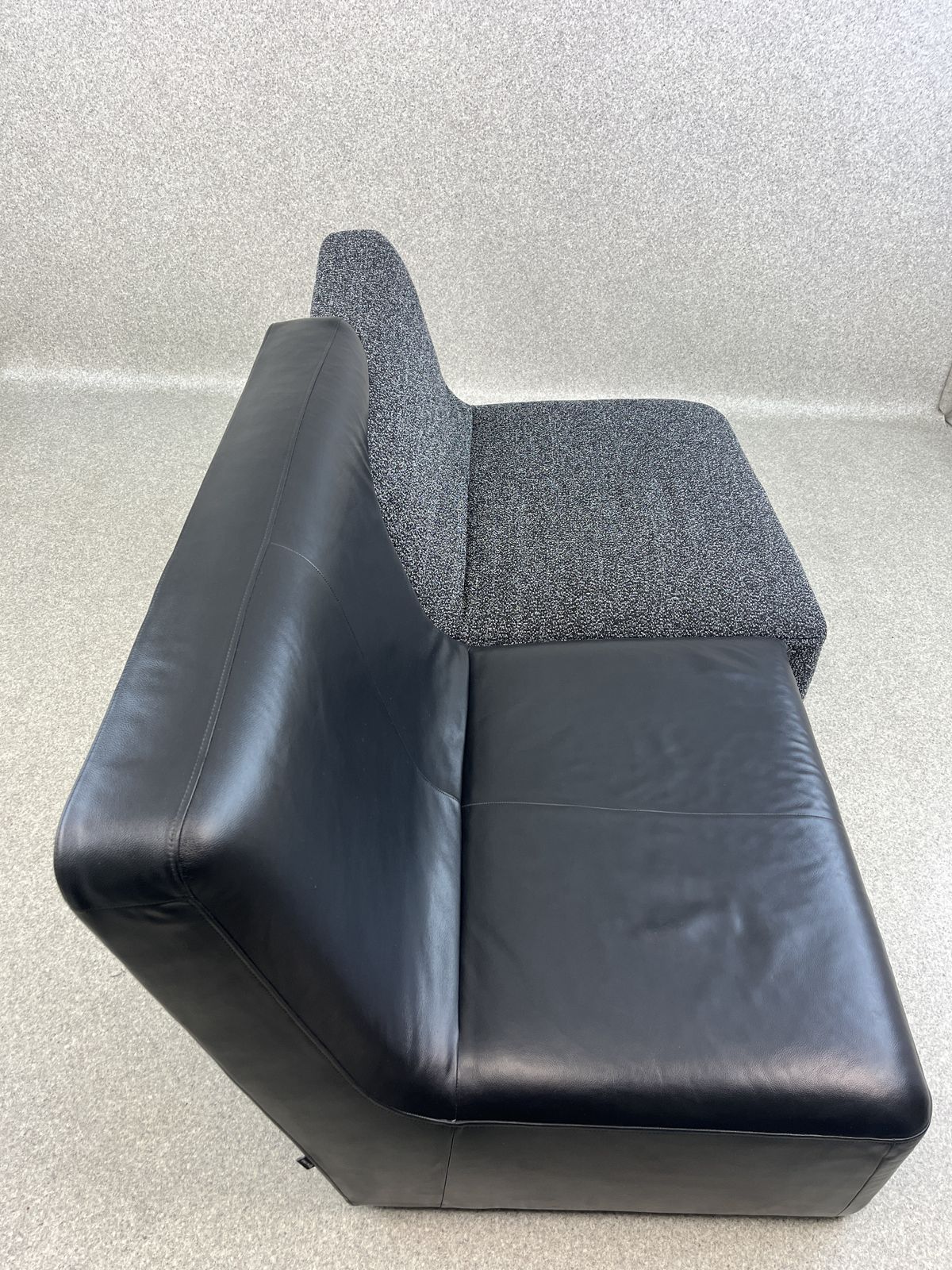 Furniture Black Leather & Fabric Confluences Two Seater Sofa By Ligne Roset photo
