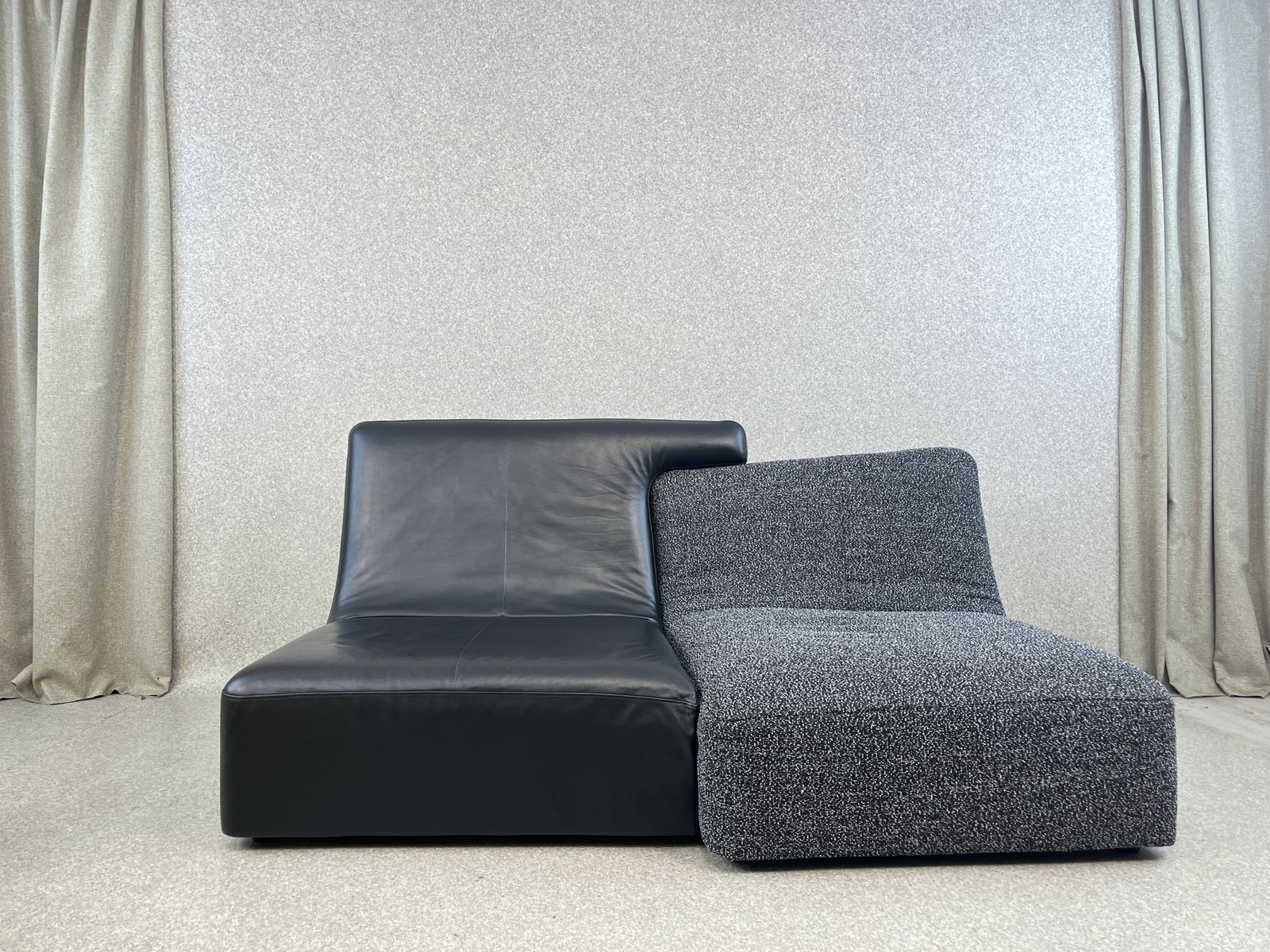 Black Leather & Fabric Confluences Two Seater Sofa By Ligne Roset photo Furniture