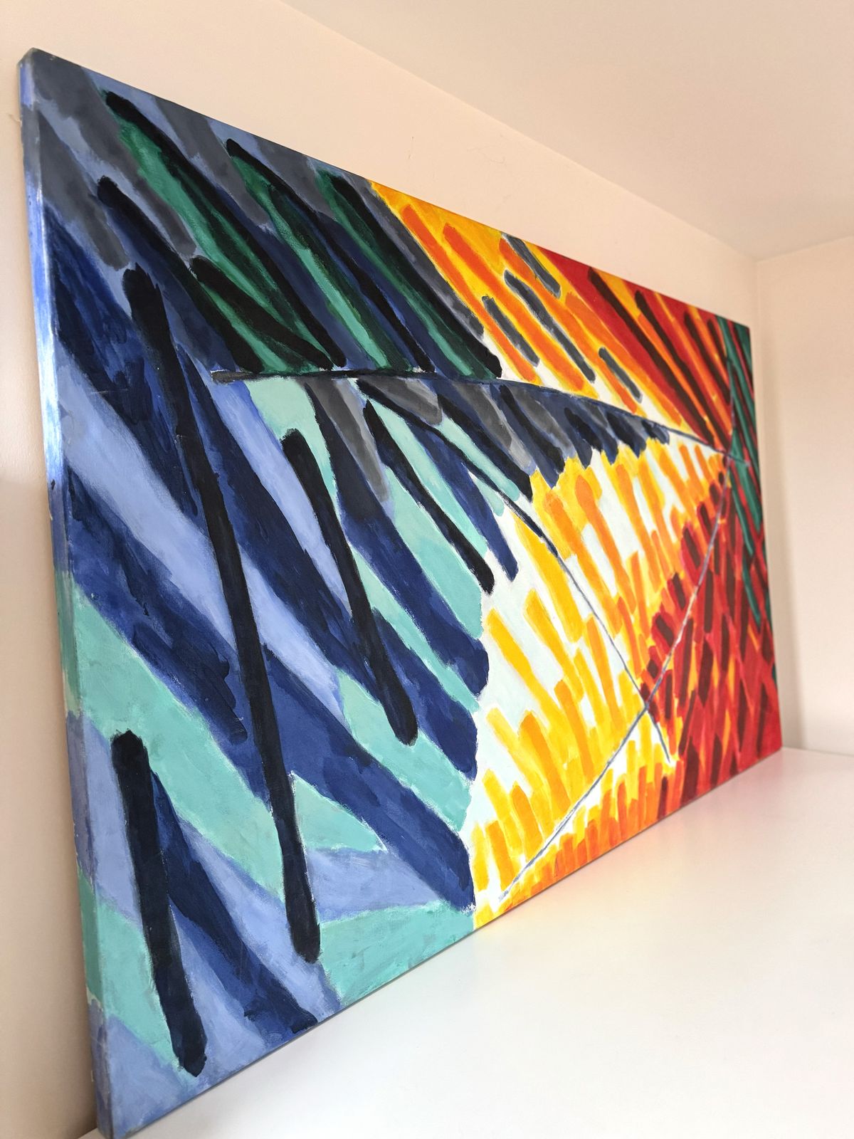 Rare Large Striking Abstract Painting "Night Trouble" By Sylvia Guirey 1983 photo buy
