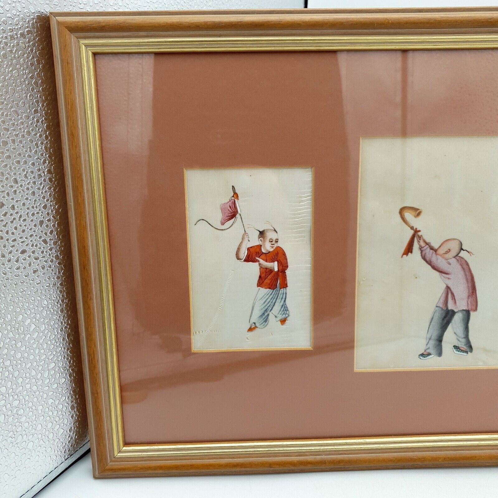 Antique Chinese Pith Paper Painting 19th Century Qing Dynasty Music Festival photo furniture
