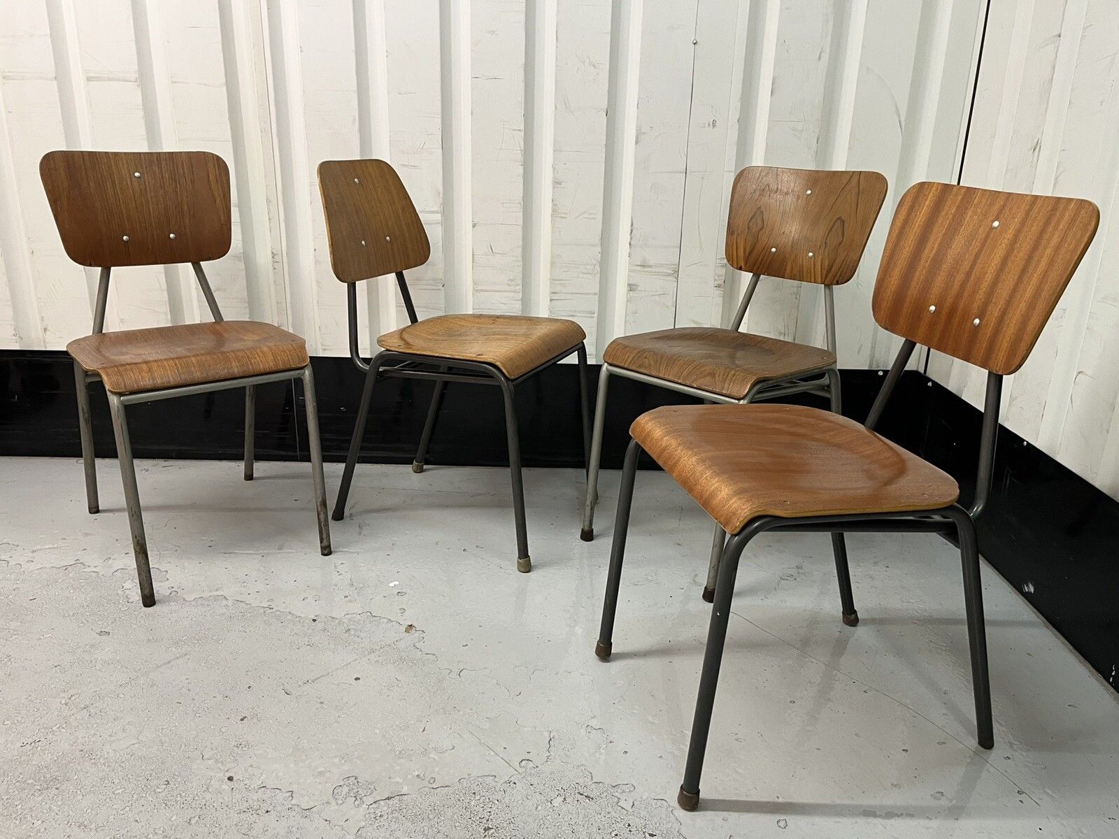 Danish Stacking Chair Suit Cafe / Bar / Tv Prop Midcentury Set Of Four photo vinterior