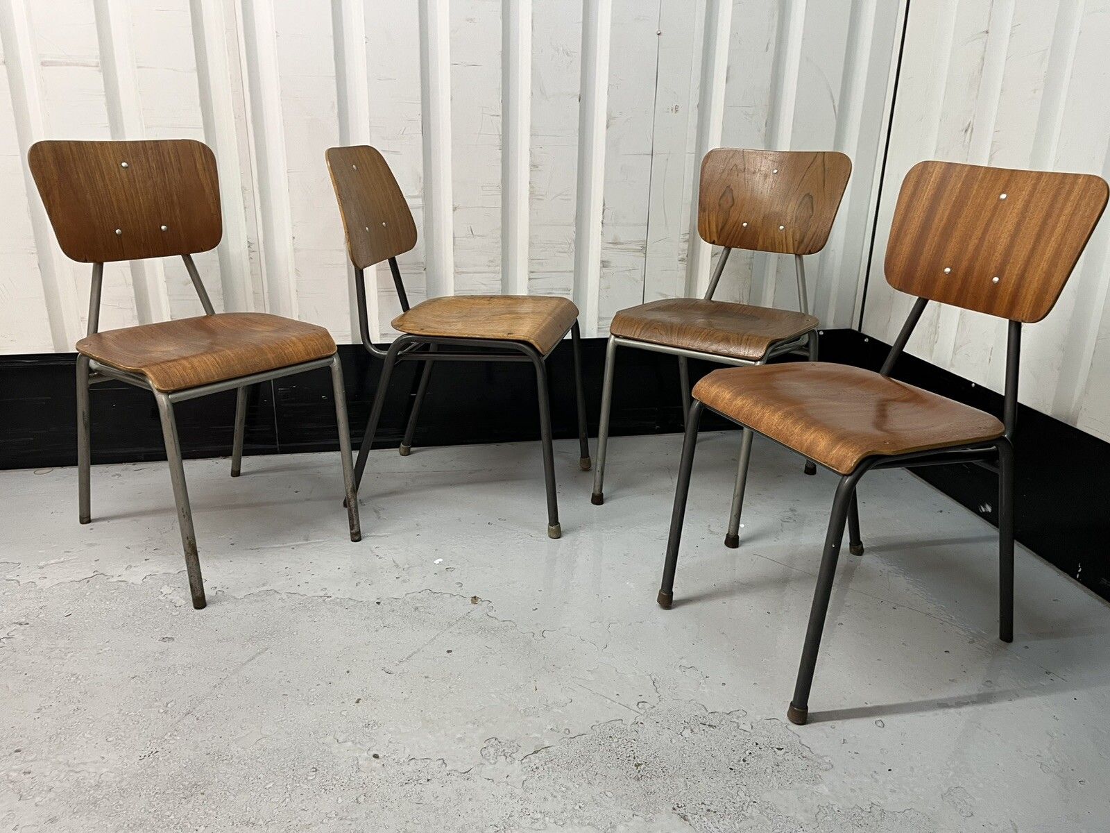 photo furniture Danish Stacking Chair Suit Cafe / Bar / Tv Prop Midcentury Set Of Four