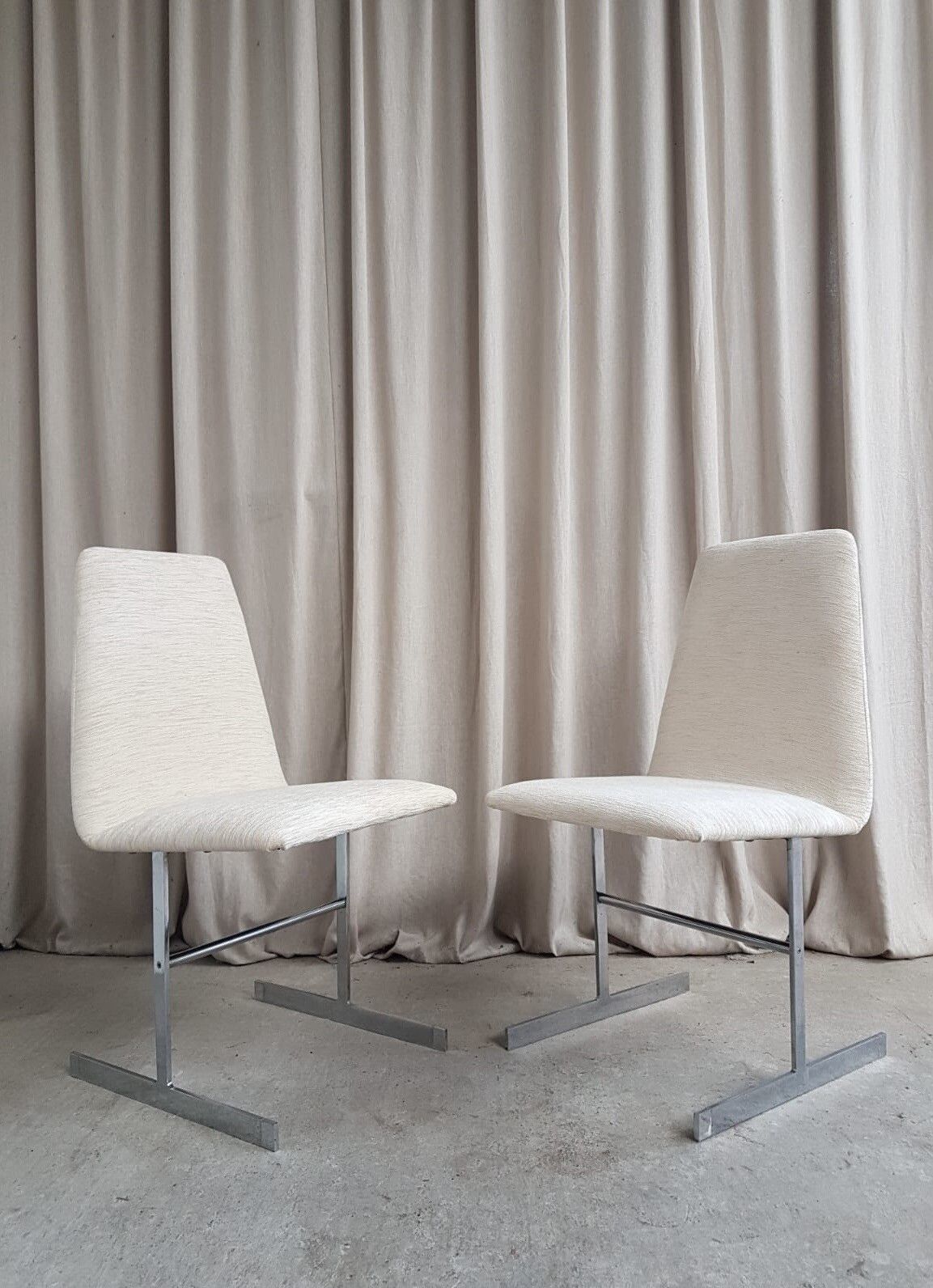 Vtg Mid Century Italian Style Chrome Set Of 2 Dining Chairs By Pieff Scandi R678