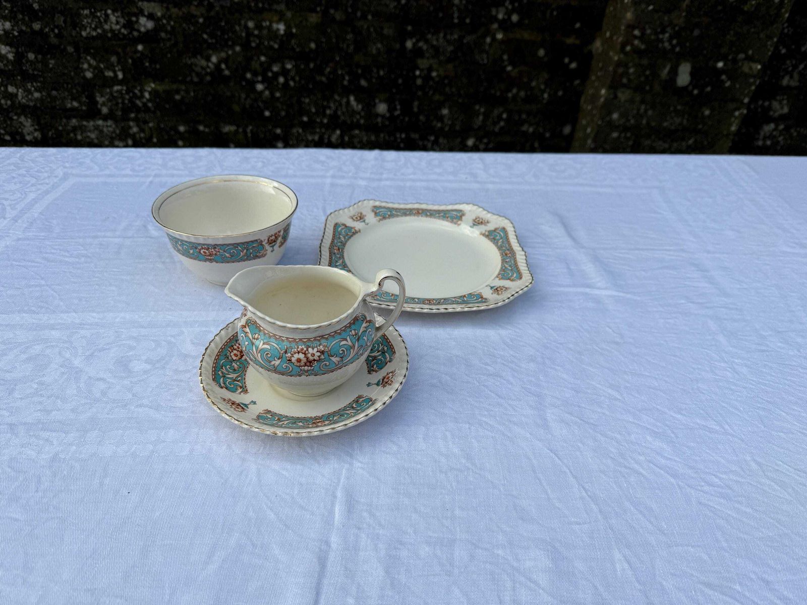 Vintage Tea Service By Johnson Bros, Old English China Floral, Cups Saucers Side Plates Milk Jug Bowl Cake Plate   Super Tea Set 31 Pieces photo 132.0