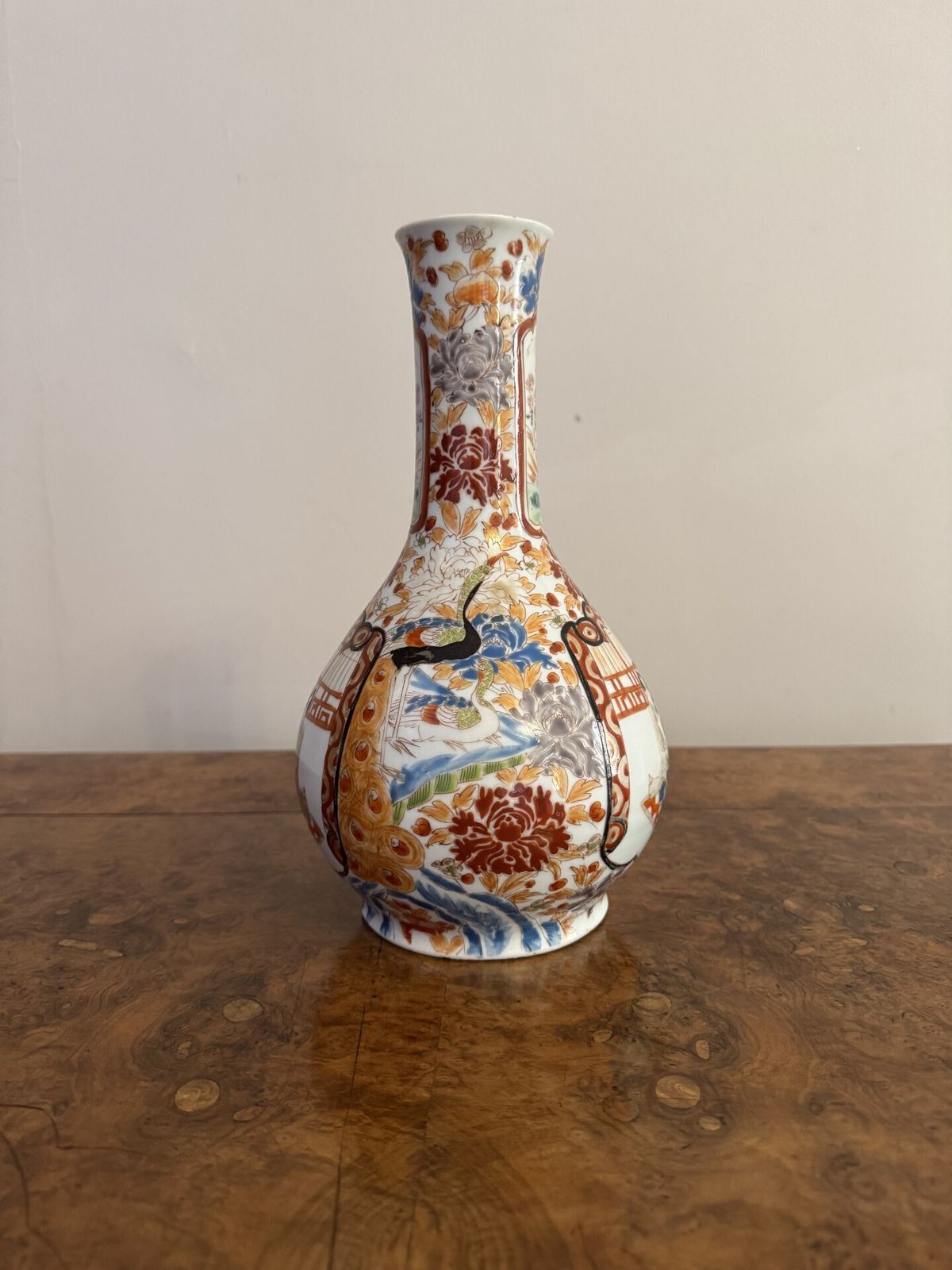 Fine Quality Pair Of Antique Japanese Imari Bottle Shaped Vases photo for sale