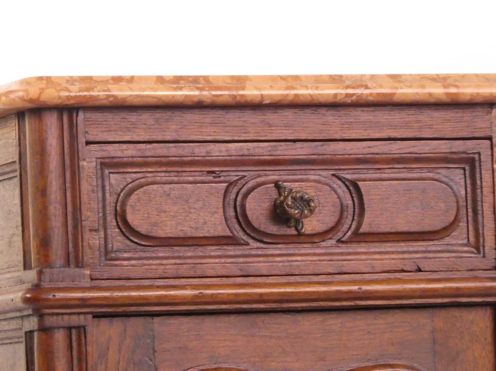 Antique French Louis XV Wooden Side Table With Marble, Walnut Carved Tall Chest, Beside Table, Entryway Furniture photo Furniture