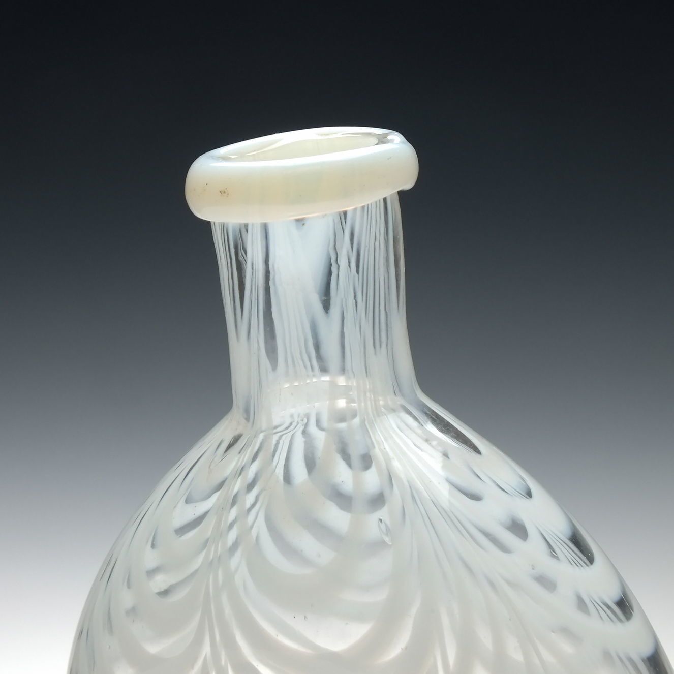 Victorian Nailsea Glass Flask With Rare Opalescent Rim C1830 photo for sale