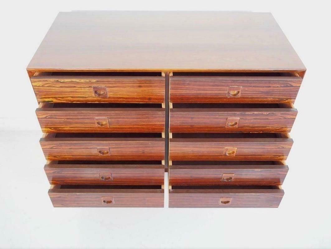 Danish Modern Hardwood Commode With Ten Drawers photo for sale