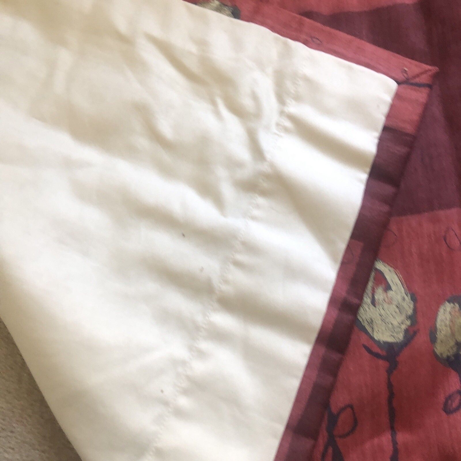 Vintage Pair Of Red Interlined Mtm Curtains 80 X 209cm Per Panel & Pelmet photo vinterior
