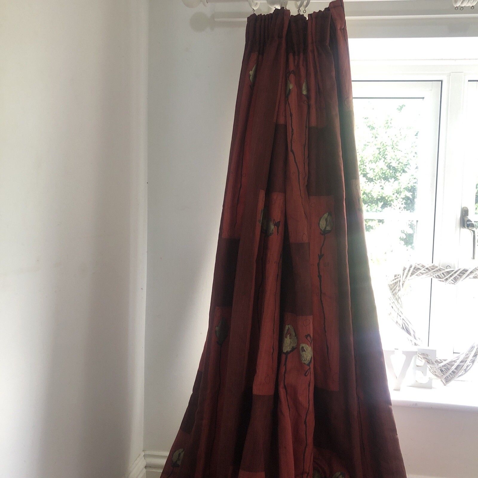 photo furniture Vintage Pair Of Red Interlined Mtm Curtains 80 X 209cm Per Panel & Pelmet