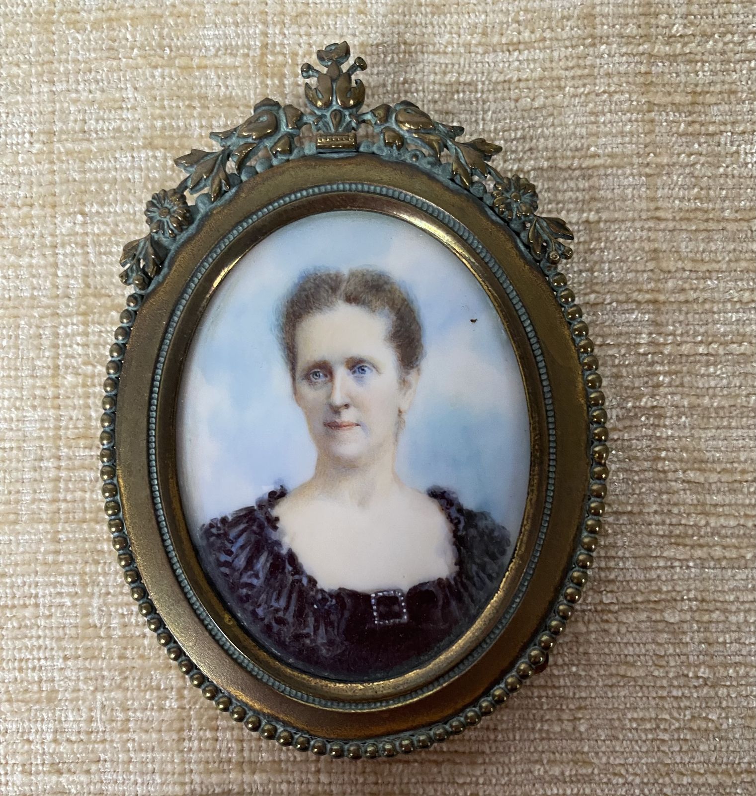 Miniature Victorian Painting Of Lady photo for sale
