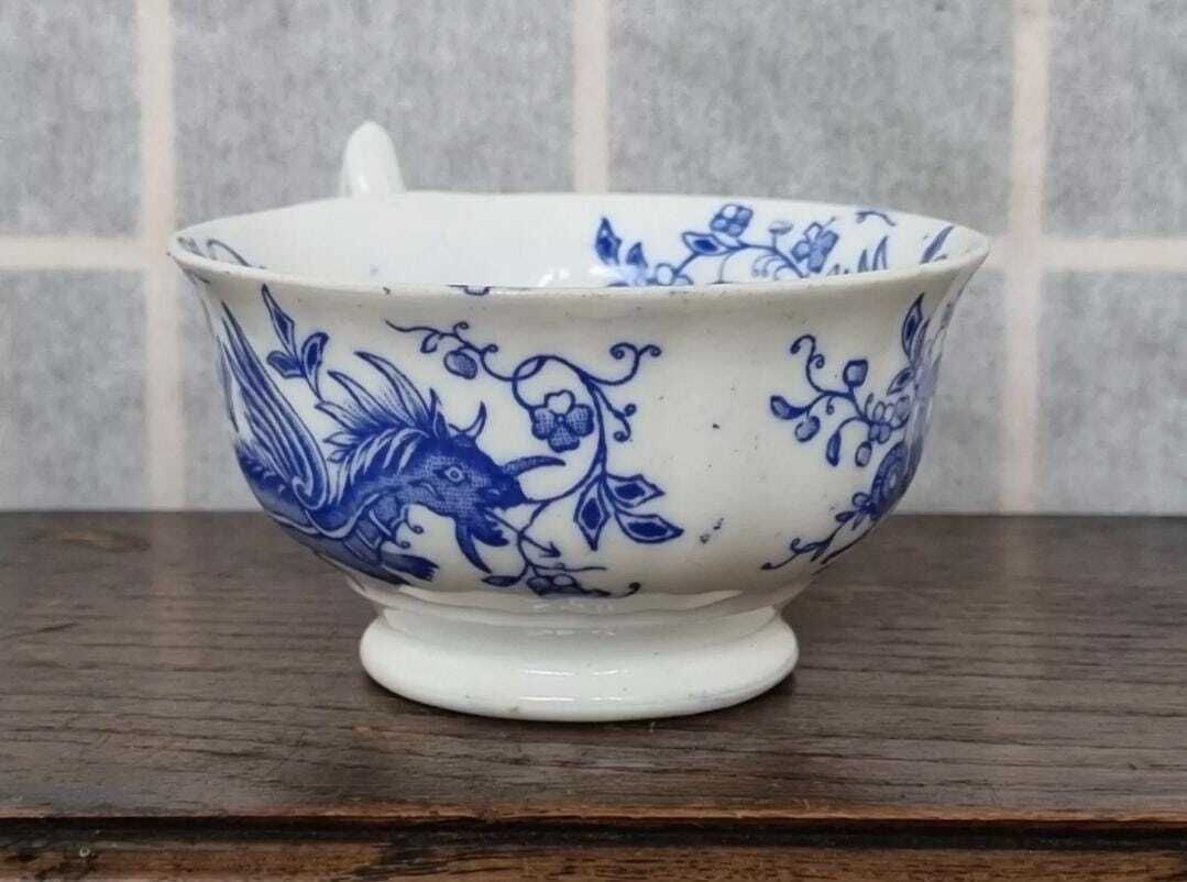 Dragon Teacup Chinese Blue White Design | 19th Century English Porcelain | Hand Painted Chinoiserie Tea Cup | Oriental Antique Gift photo vintage