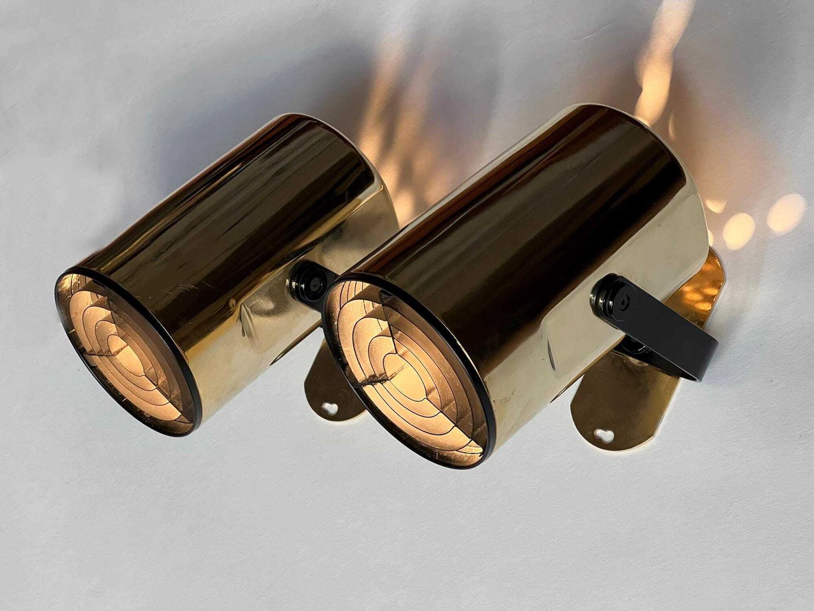 Pair Of Golden Wall Lights "Orion" By Per Sundstedt For Kosta Lampan. Sweden 1970s photo 311.0
