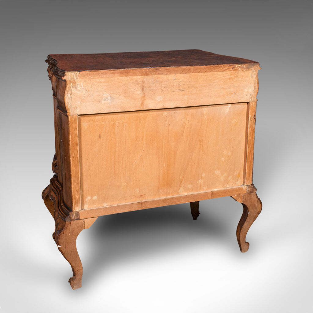 Pair Of Vintage Bedside Cabinets, Italian, Walnut, Bedroom Nightstand, Rococo photo buy