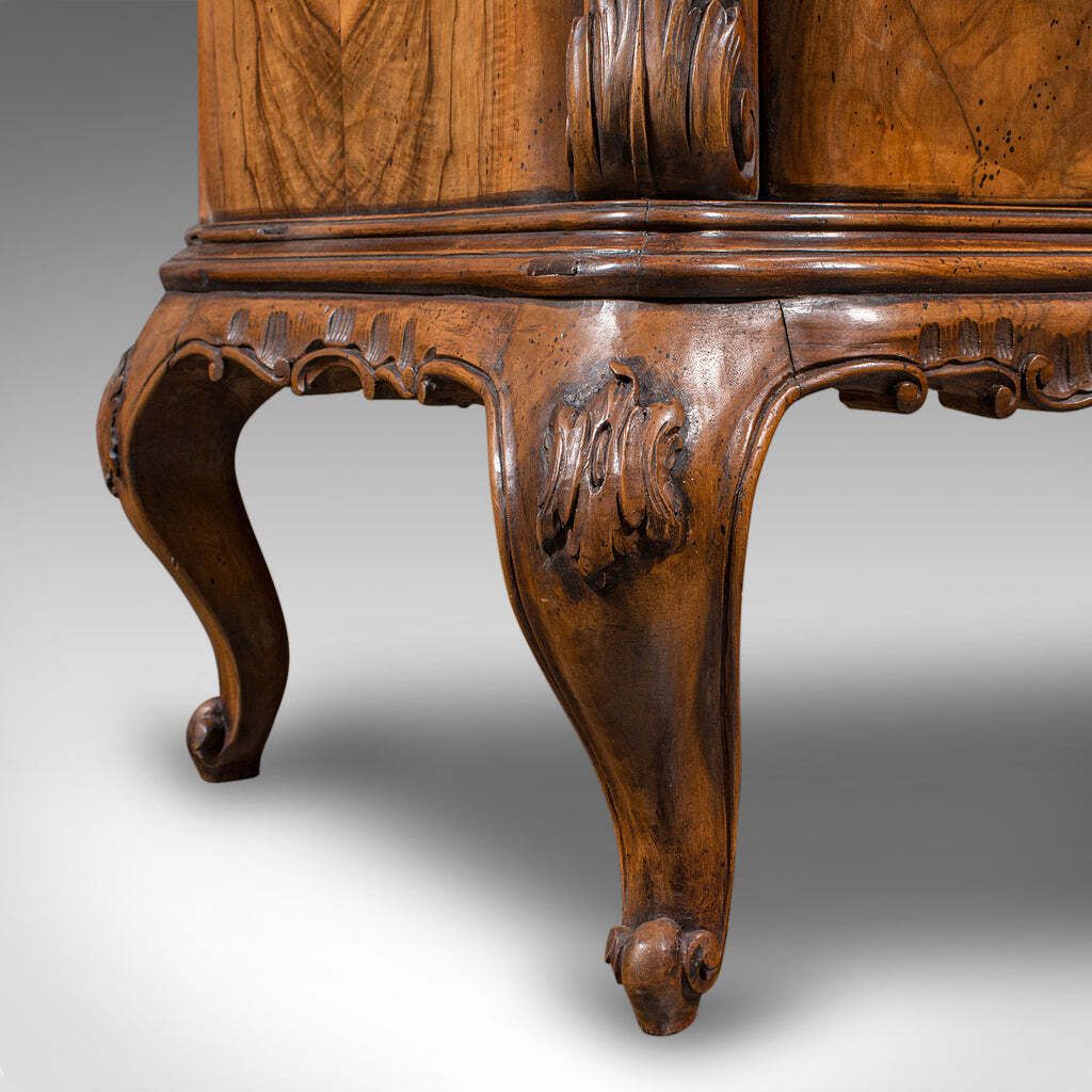 Furniture Pair Of Vintage Bedside Cabinets, Italian, Walnut, Bedroom Nightstand, Rococo photo