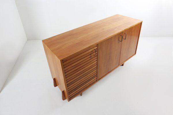 photo vintage Mid Century French Sideboard In Full Cherry Wood, 1950s