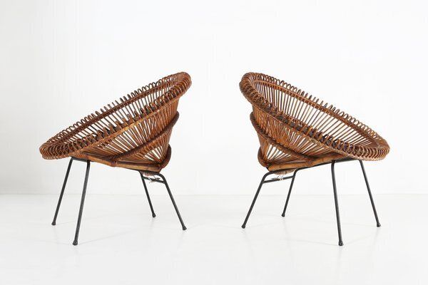 Rattan Lounge Armchairs By Janine Abraham & Dirk Jan Rol, 1960s, Set Of 2 photo vinterior