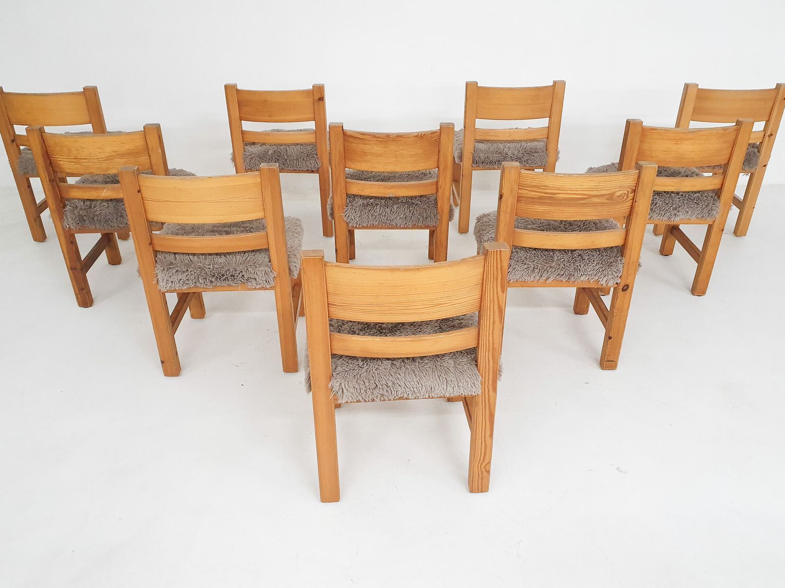 Set Van 10 Grenenhouten Eetkamerstoelen In De Stijl Van Ate Van Apeldoorn, Nederland, Ca. Jaren 1970 photo buy
