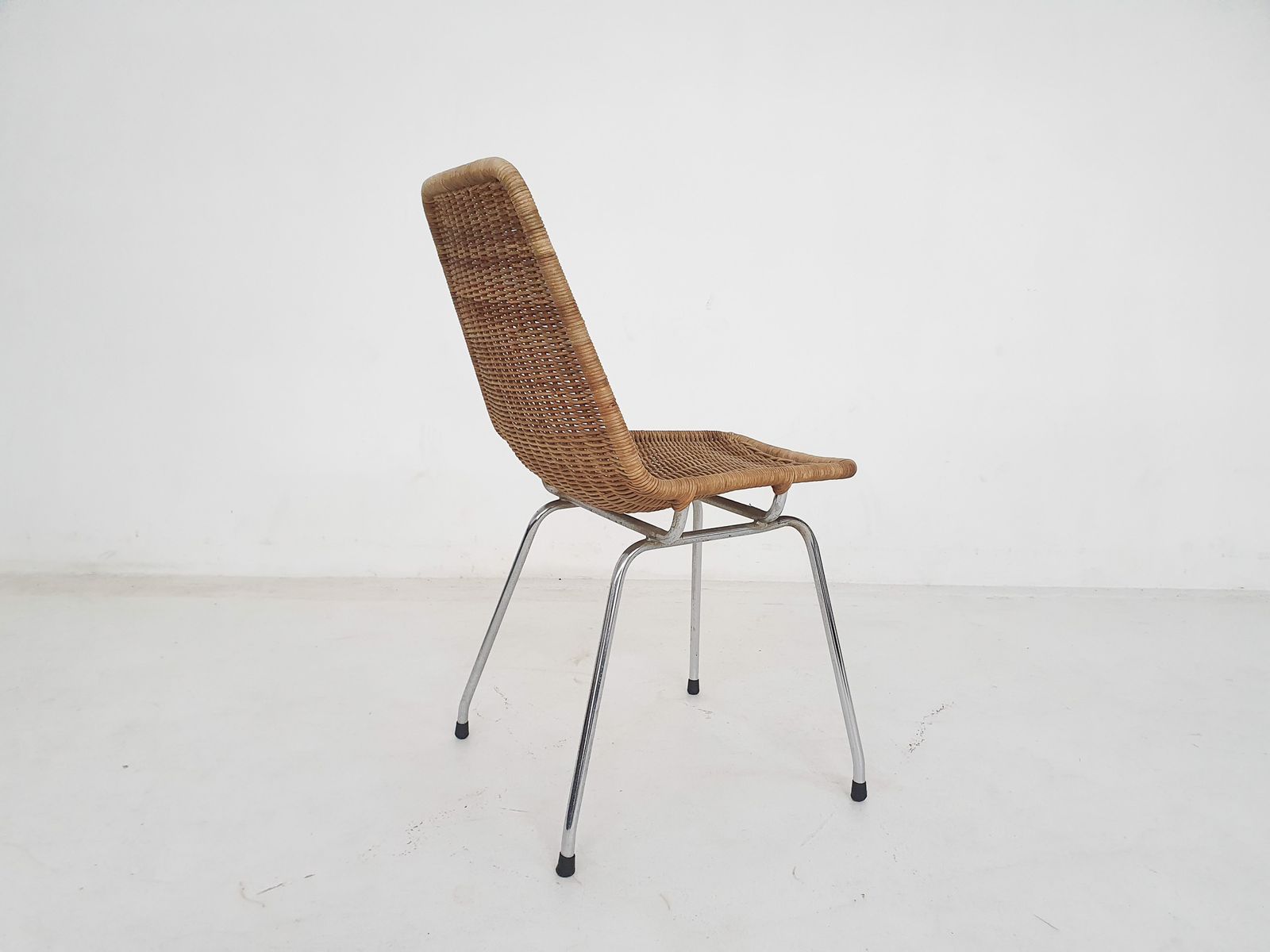 Mid Century Rattan And Metal Dining Chair, The Netherlands 1960's photo 190.0