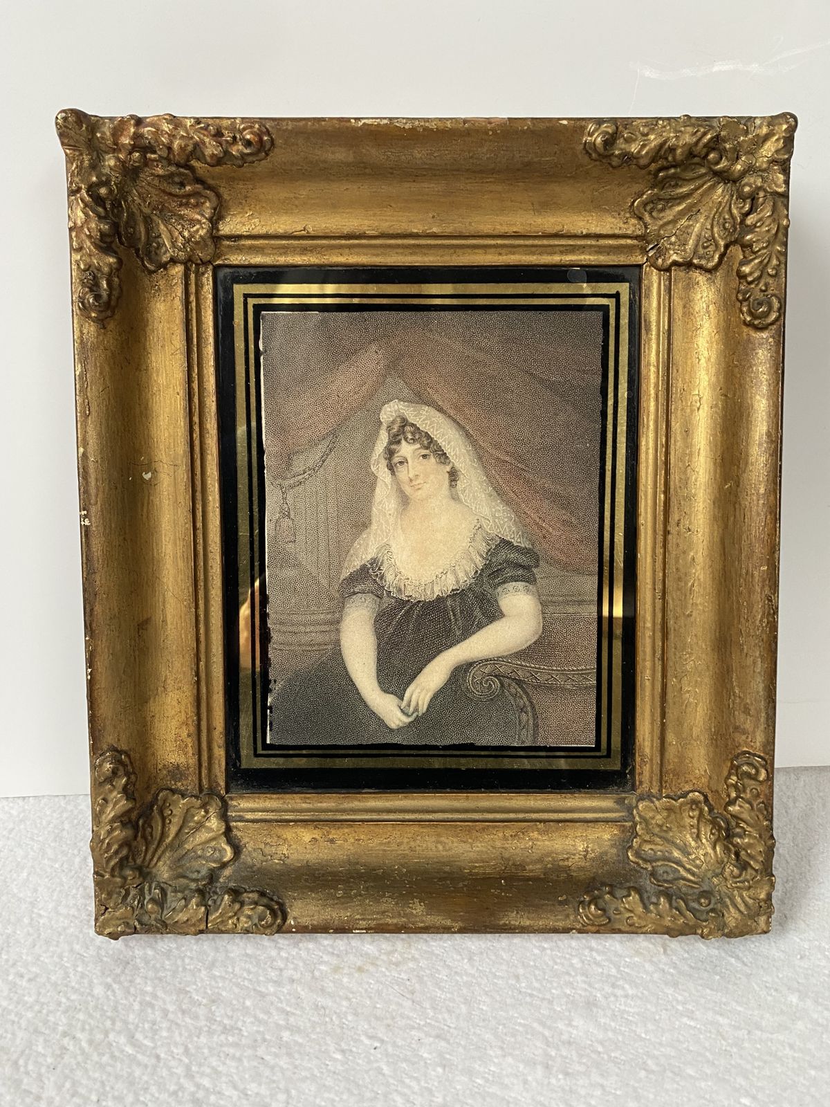 An Early Print Of The Countess Of Poulett In A Gilt Frame And Verre Eglomise Surround.