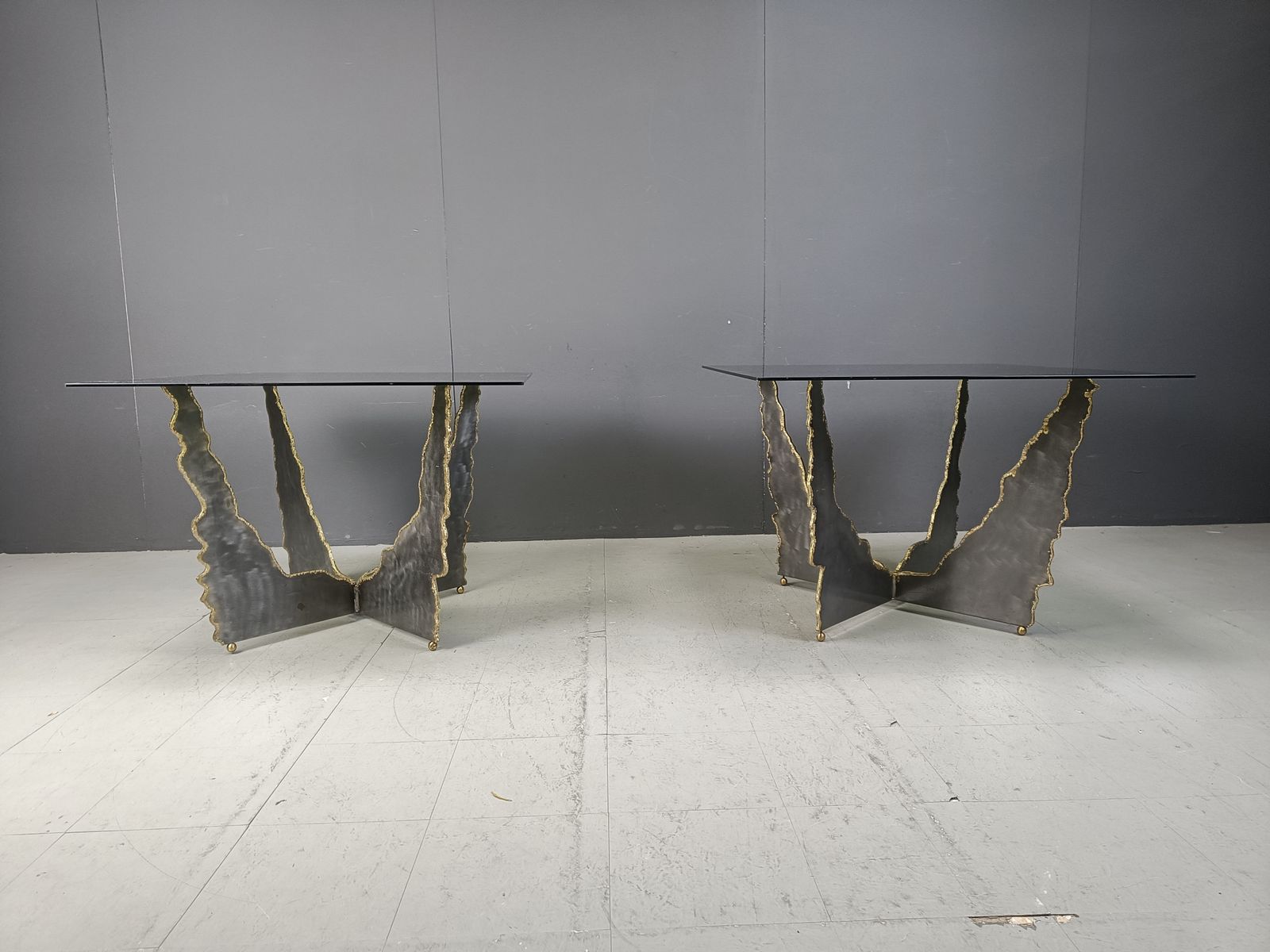 Brutalist Cut Steel Coffee Tables Or Side Tables, 1970s