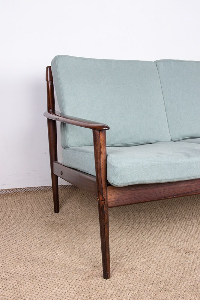 Danish 3 Seater Sofa In Rosewood And New Fabric By Grete Jalk For Poul Jepessen 1960. photo Furniture