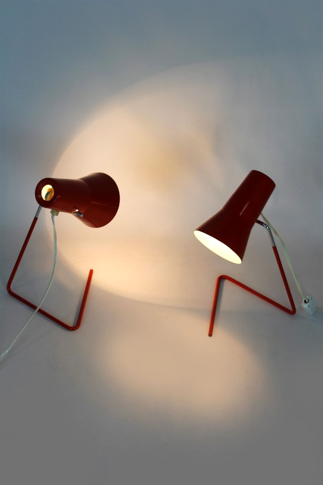 Red Table Lamps By Josef Hurka For Drupol, 1960s, Set Of 2 photo Lighting