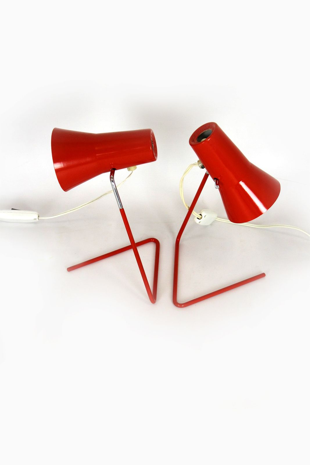 Red Table Lamps By Josef Hurka For Drupol, 1960s, Set Of 2 photo buy