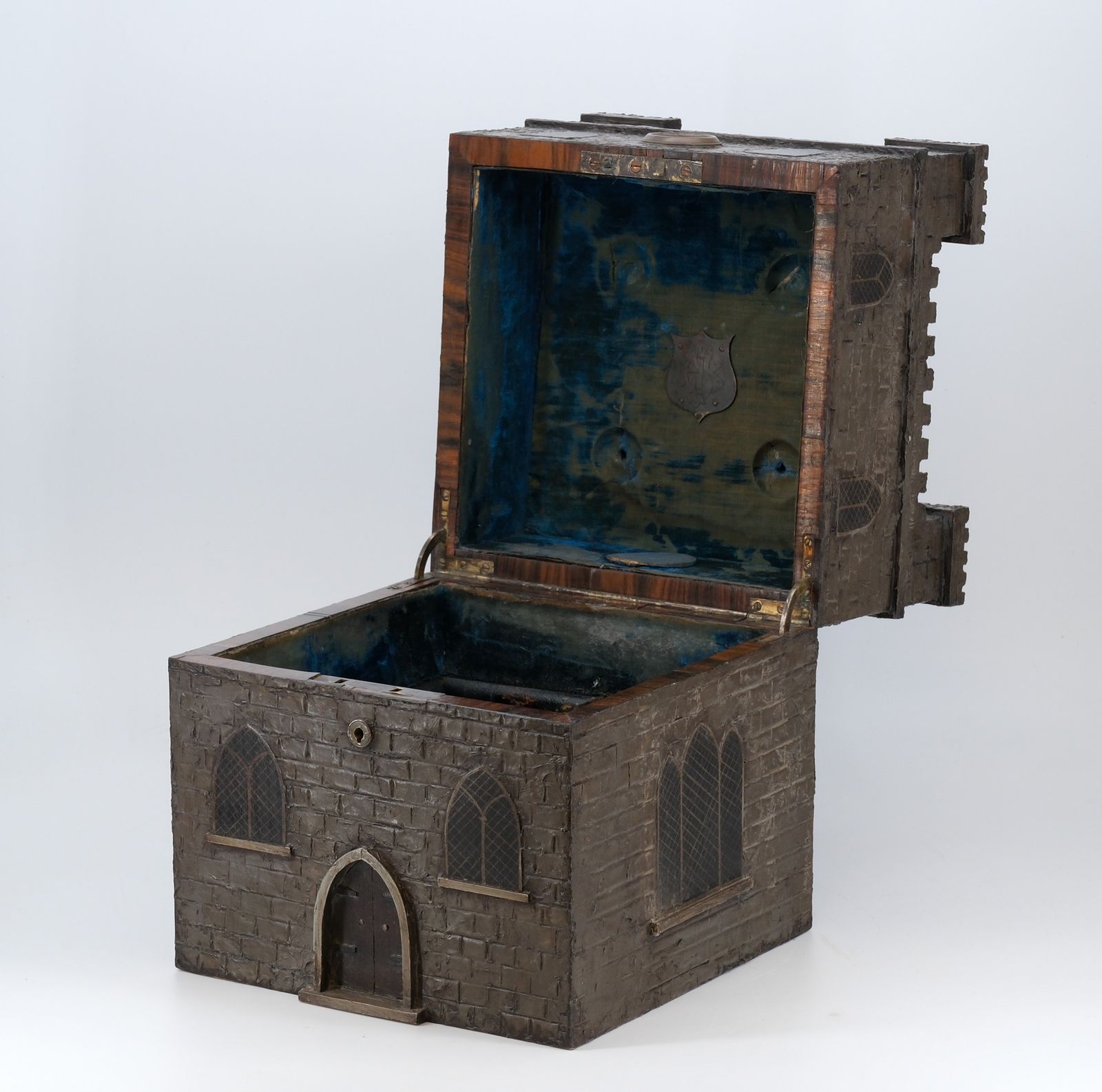 Rare 19th Century Decanter Box Depicting A Medieval Castle photo buy