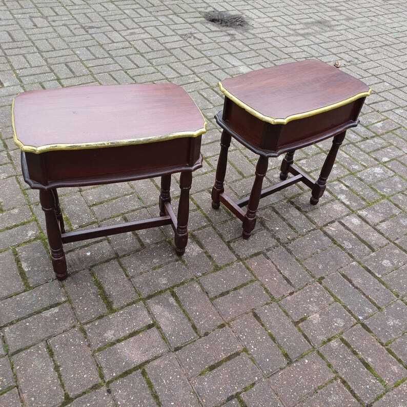 Pair Of Vintage Bedside Cupboards With Hand Painted Gold Highlights photo 245.0