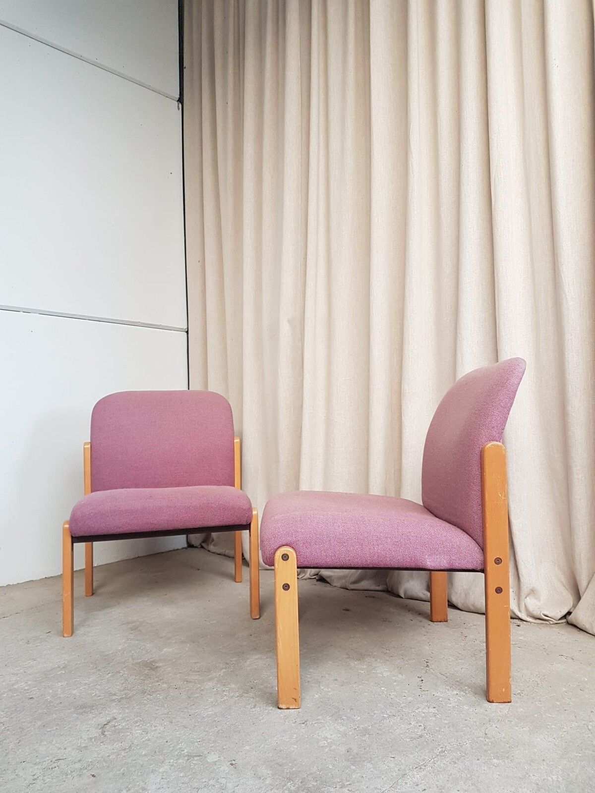Vtg Late Pair Set 2 Mid Century Modernist Post Modern Studio Chairs Retro R685 photo Furniture
