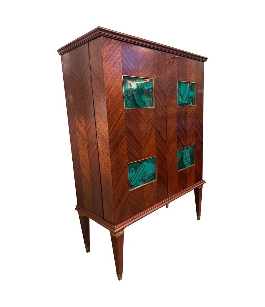 photo furniture A Wonderful 1950s Two Doored Bar Cabinet By Poalo Buffa With Faux Malachite Panels